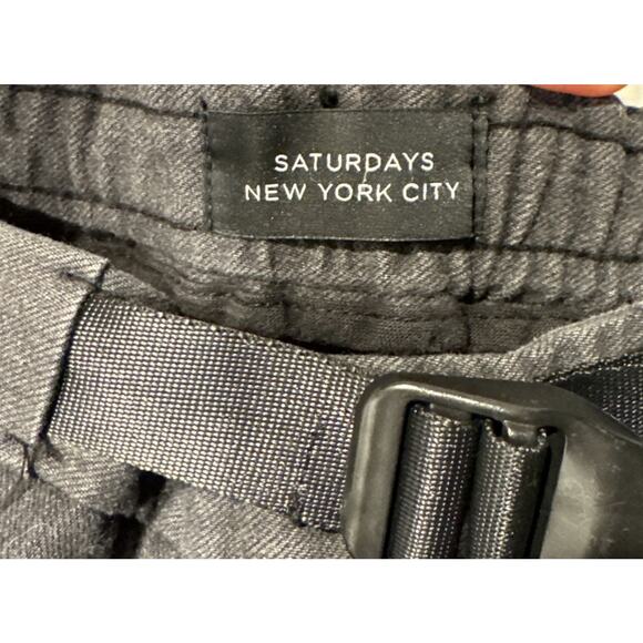 Saturdays New York City NYC Dean Trouser Pants Men’s Size Large Belted Gray - Picture 6 of 11